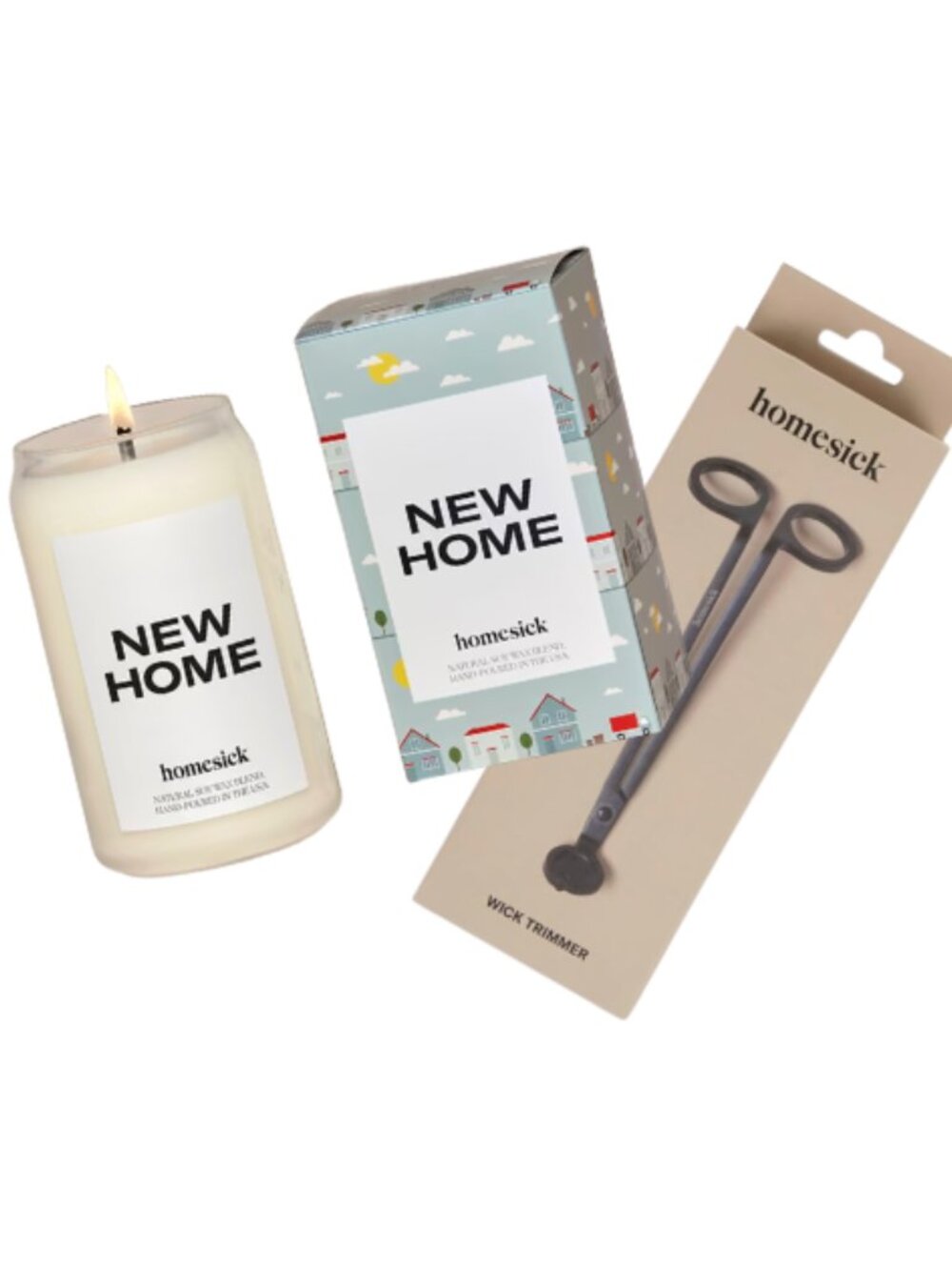 Homesick New Home Candle Gift Set in Teal & Beige